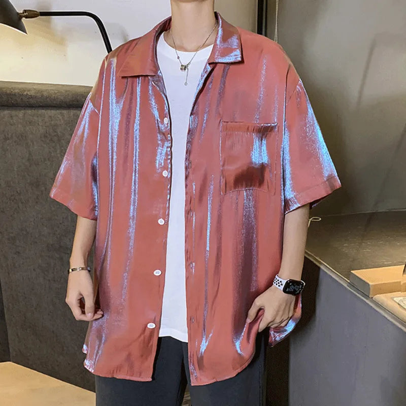 Reflective Design Solid Short Sleeved Shirt