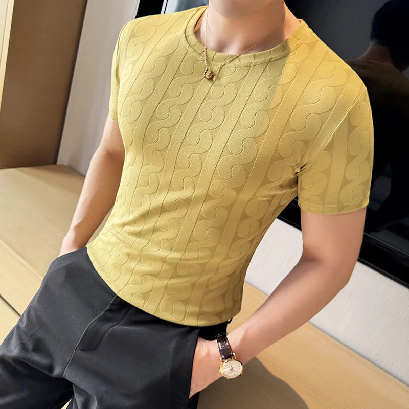 Casual Round Collar Geometric T-Shirt
