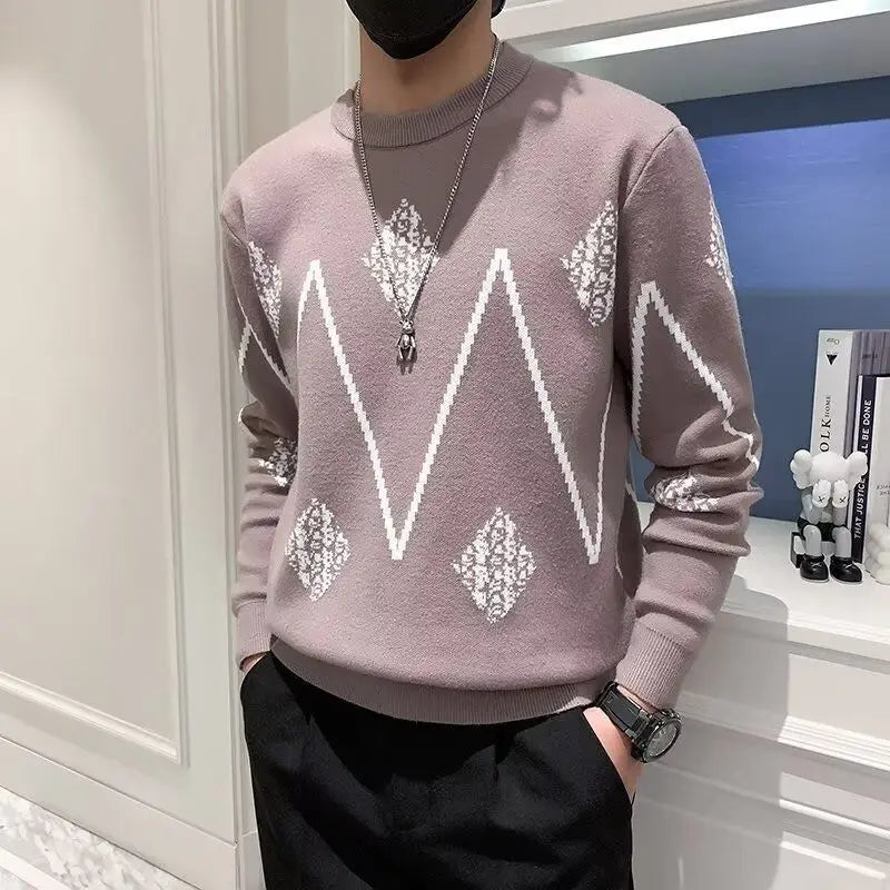 Jacquard Casual Knitted Men's Sweater