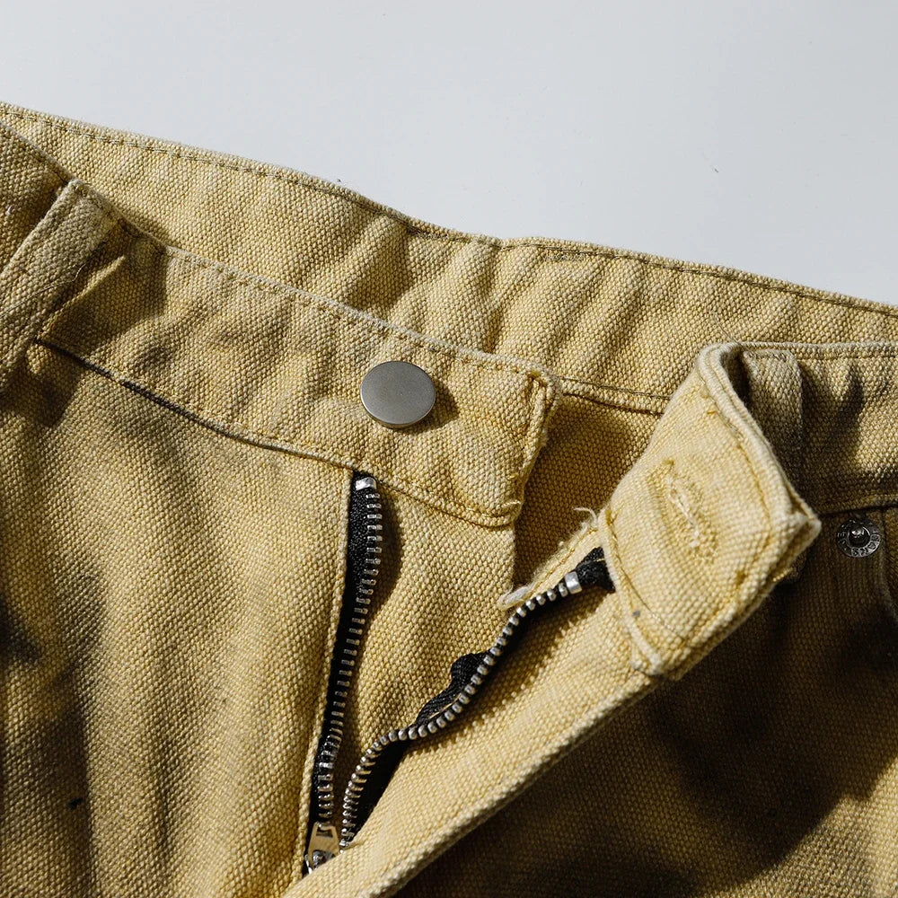 Flame Bottom Pattern Straight Loose Cargo Jeans