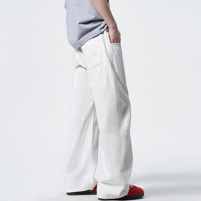 Solid Casual Wide Leg Men's Jeans