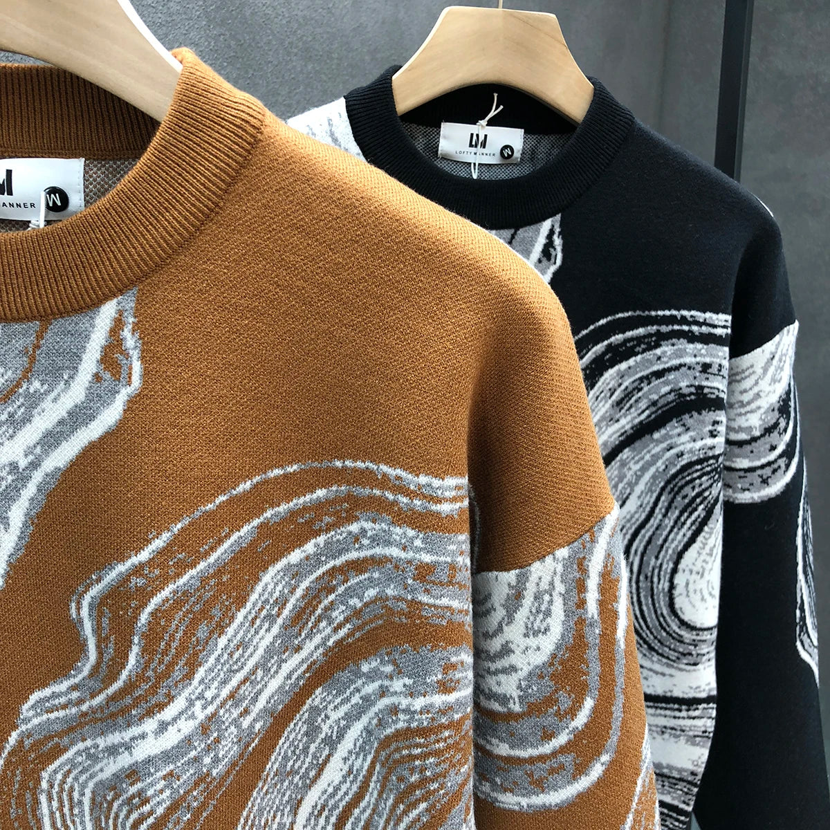 Pattern Abstract Contrast Knitted Sweater