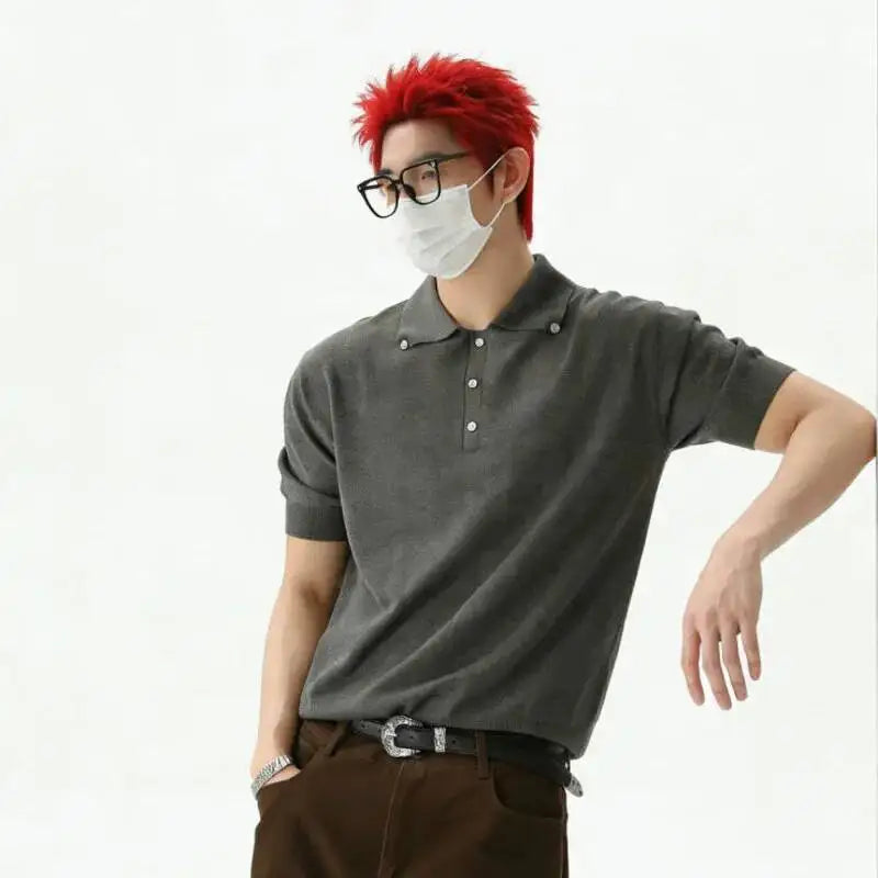 Retro Minimalist Pullover Polo Shirt