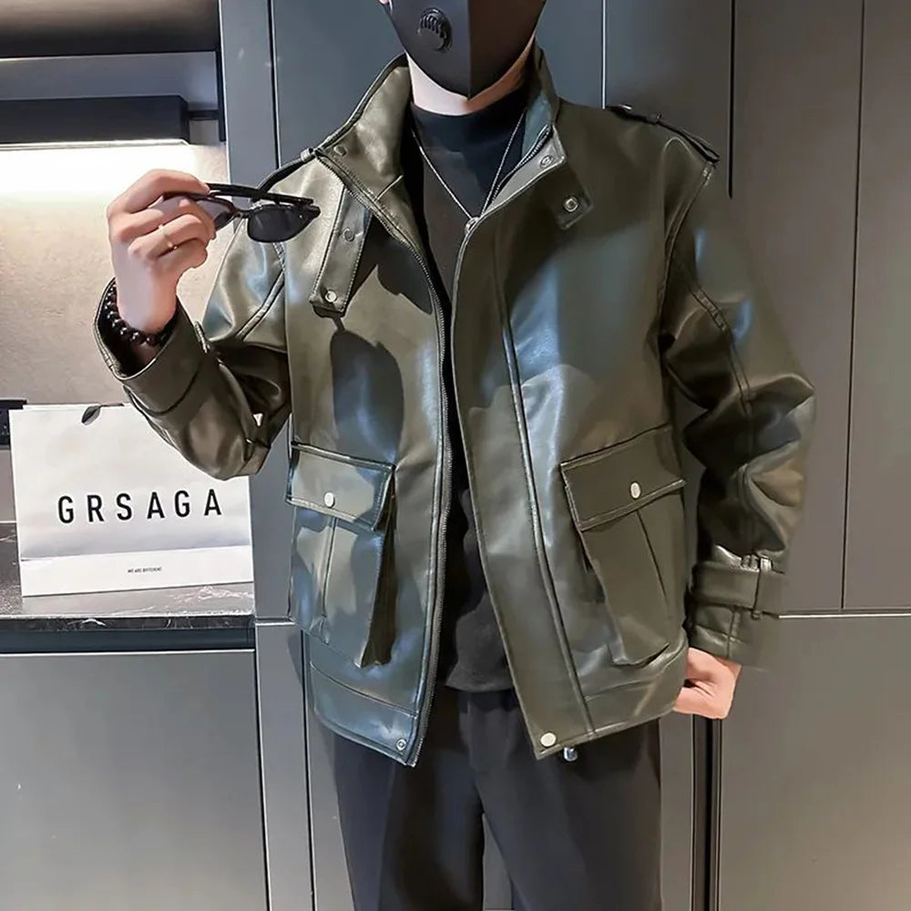 Y2K Pocket Zipper Motorcycle Jacket