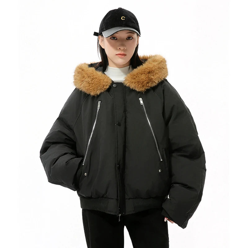 Large Fur Collar Hooded Men's Jacket