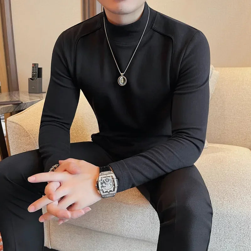 Solid Color Long Sleeve Slim Fit T-Shirt