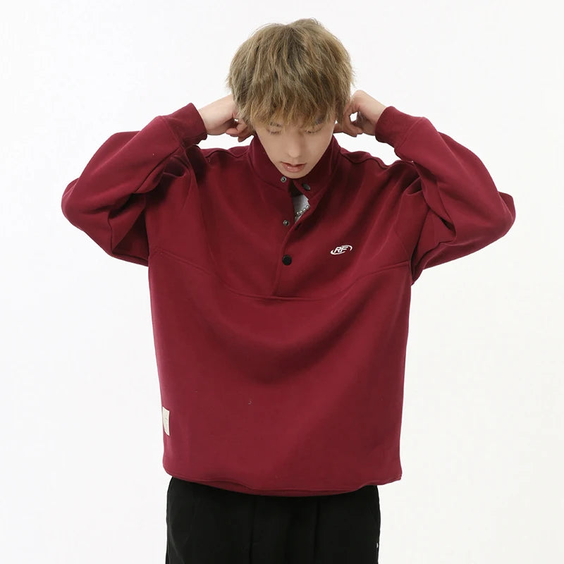 Stand Collar Letter Embroidery Sweater