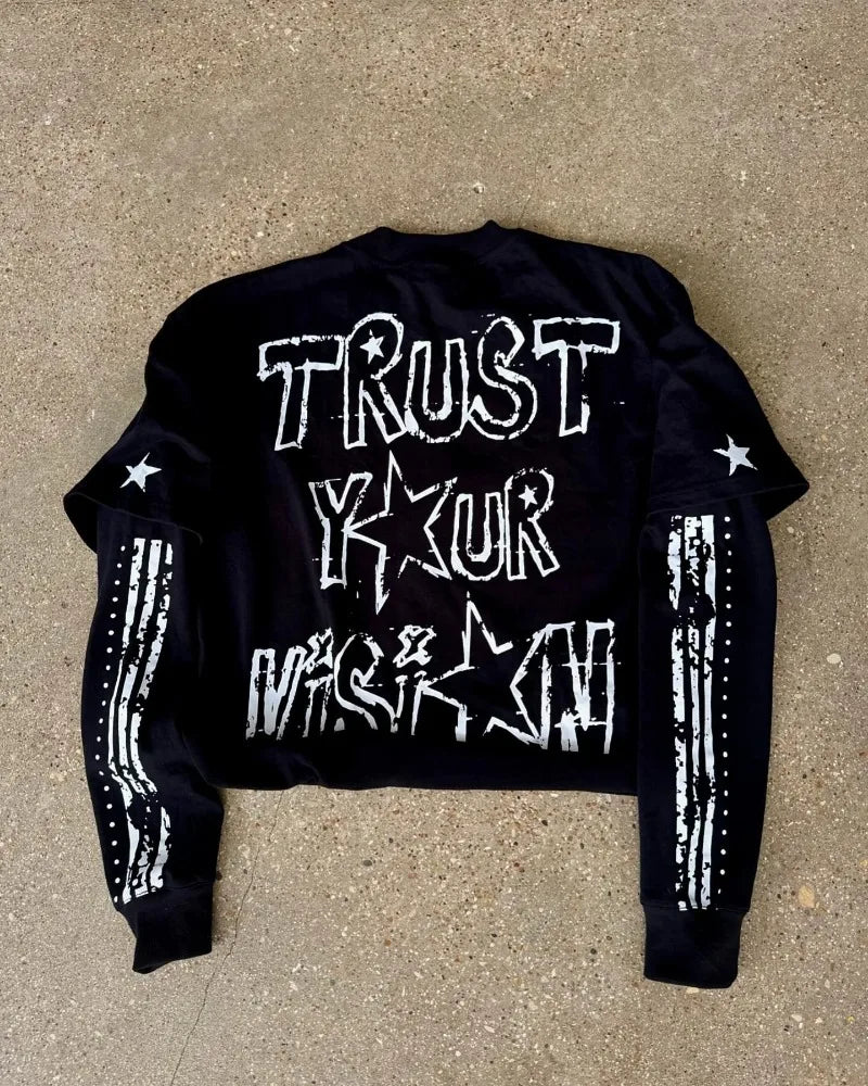 Hip-Hop Printed Pattern Long Sleeve T-Shirt