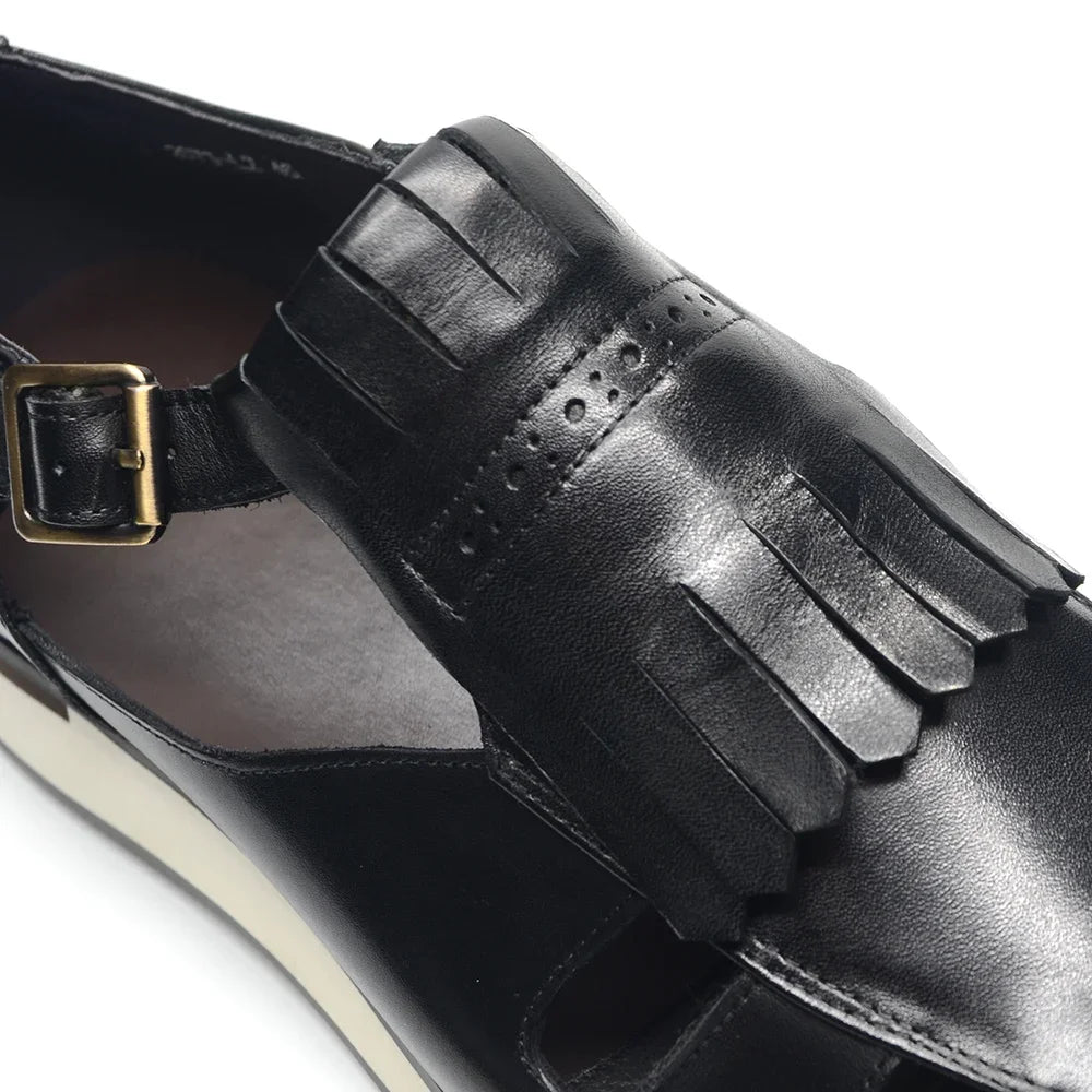 Buckle Strap Hollow Tassels Shoes