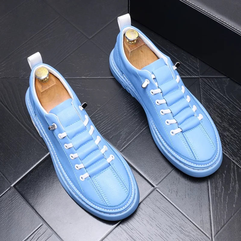 Casual Solid Slip-On Leather Sneakers