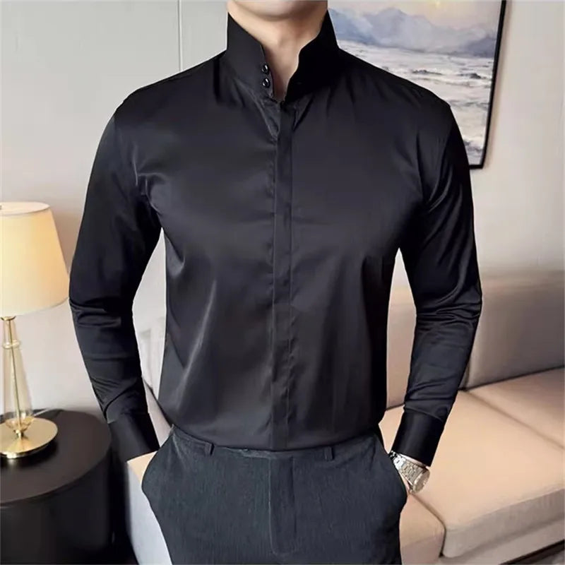 High Collar Smart Casual Style Shirt