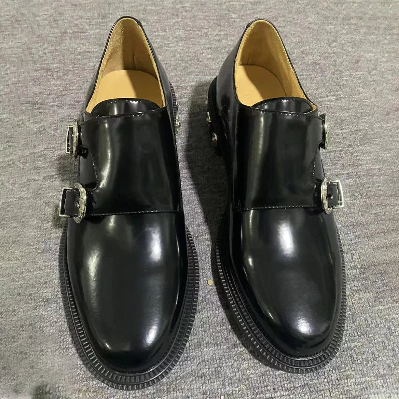 Black Studded Genuine Leather Men's Shoes