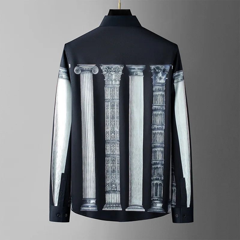 Roman Column Print Style Men's Shirt