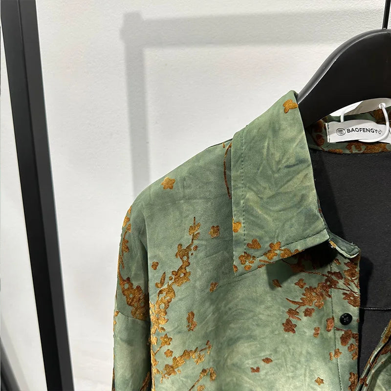 Vintage Abstract Printed Loose Shirt