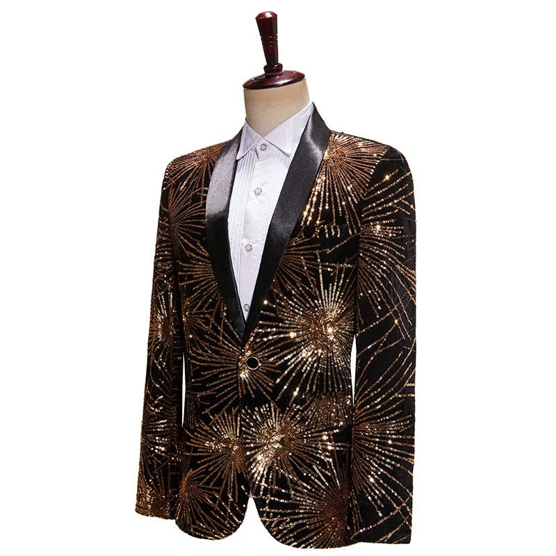 Black and White Fireworks Sequins Blazer