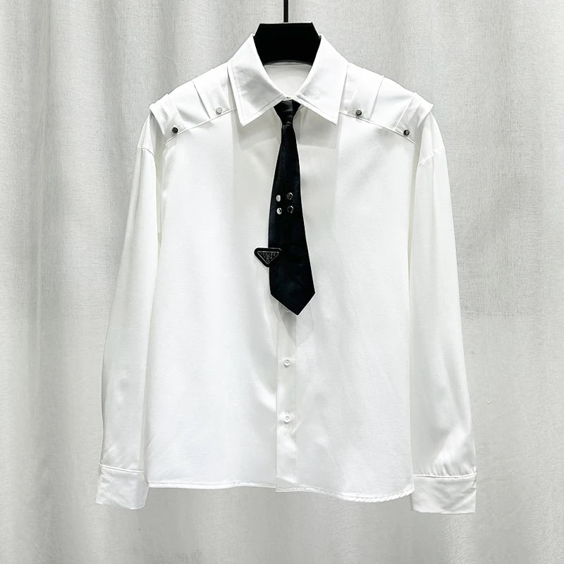 Niche Design Rivet Tie Loose Shirt
