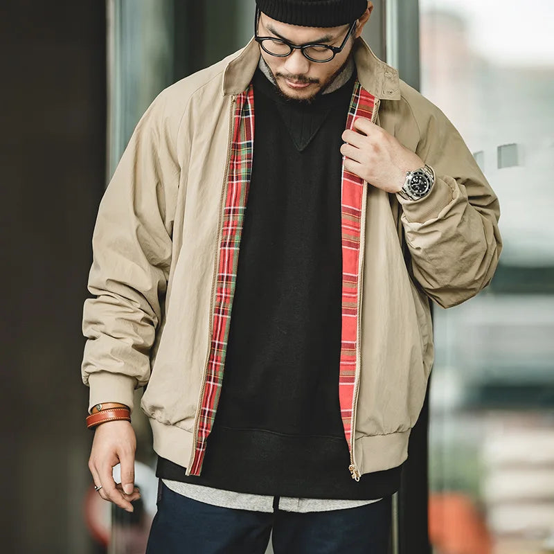 Vintage Khaki Casual Bomber Jacket
