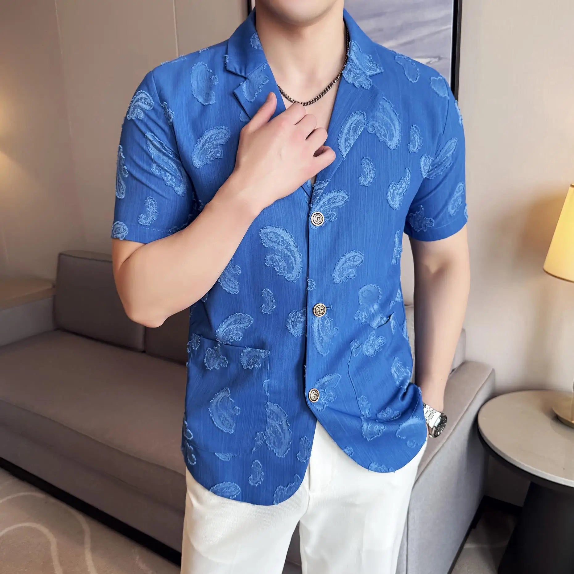 Fashion Paisley Jacquard Casual Shirt