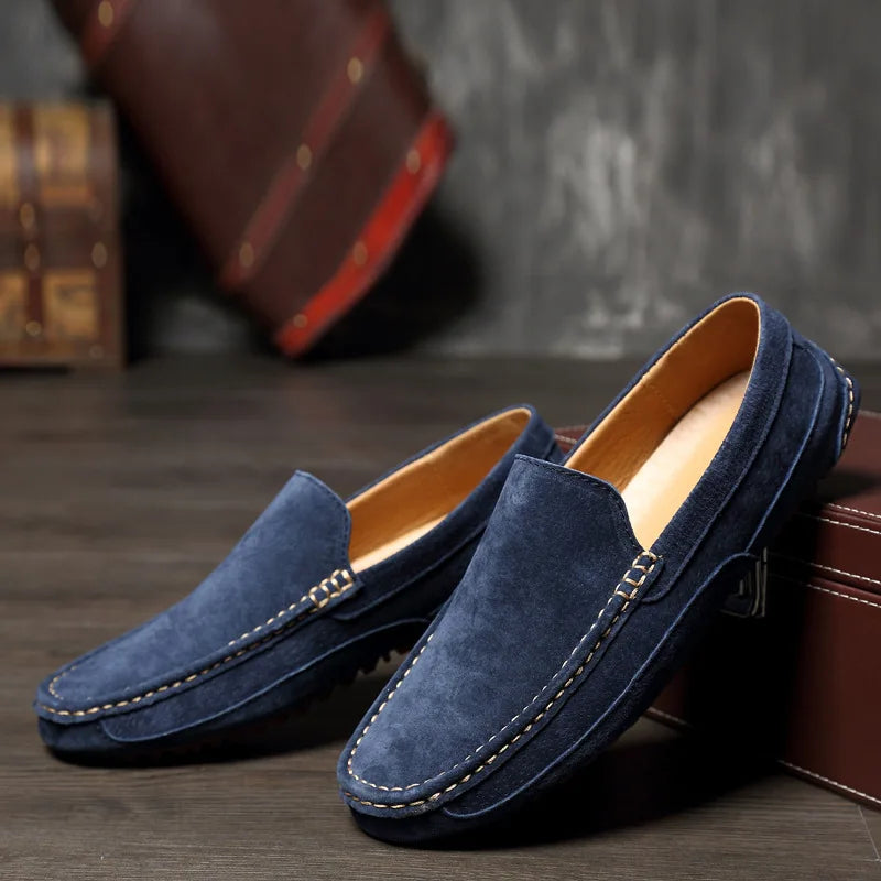 Suede Leather Round Toe Loafers