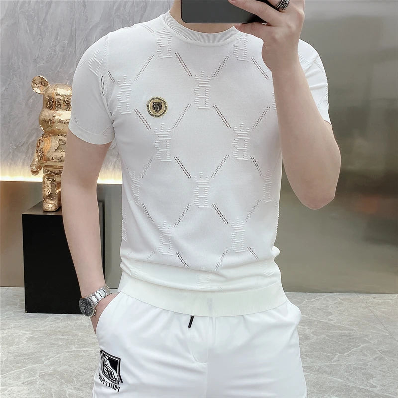 Tiger Patch Solid Letter Jacquard T-Shirt