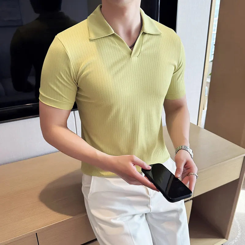 Casual Fashion Simple V-neck Polo Shirt