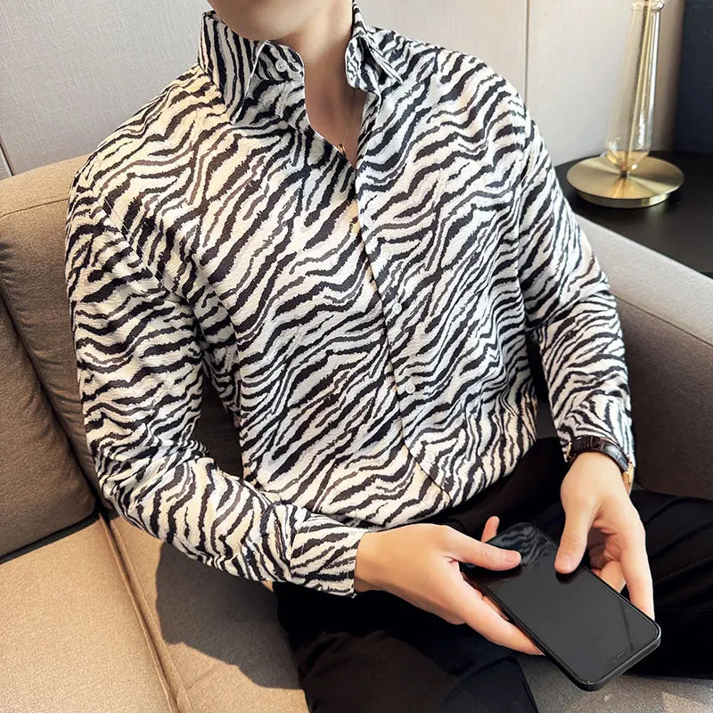 Zebra Pattern Anti-Wrinkle Broadcloth Shirt