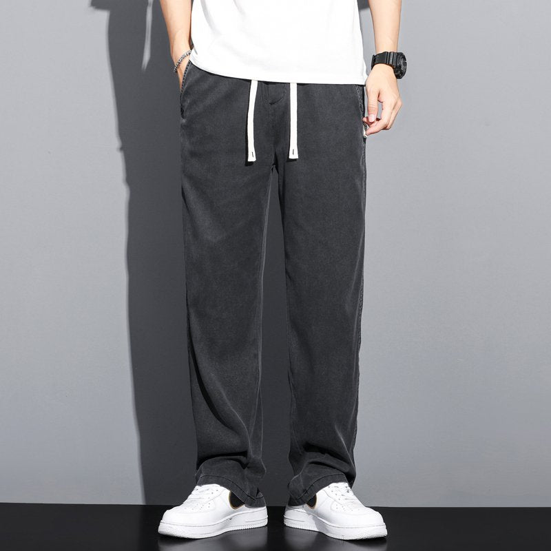 Soft Lyocell Straight Drawstring Pants