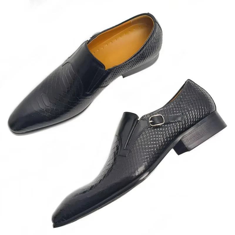 Fashions Slip-On Buckle Leather Shoes