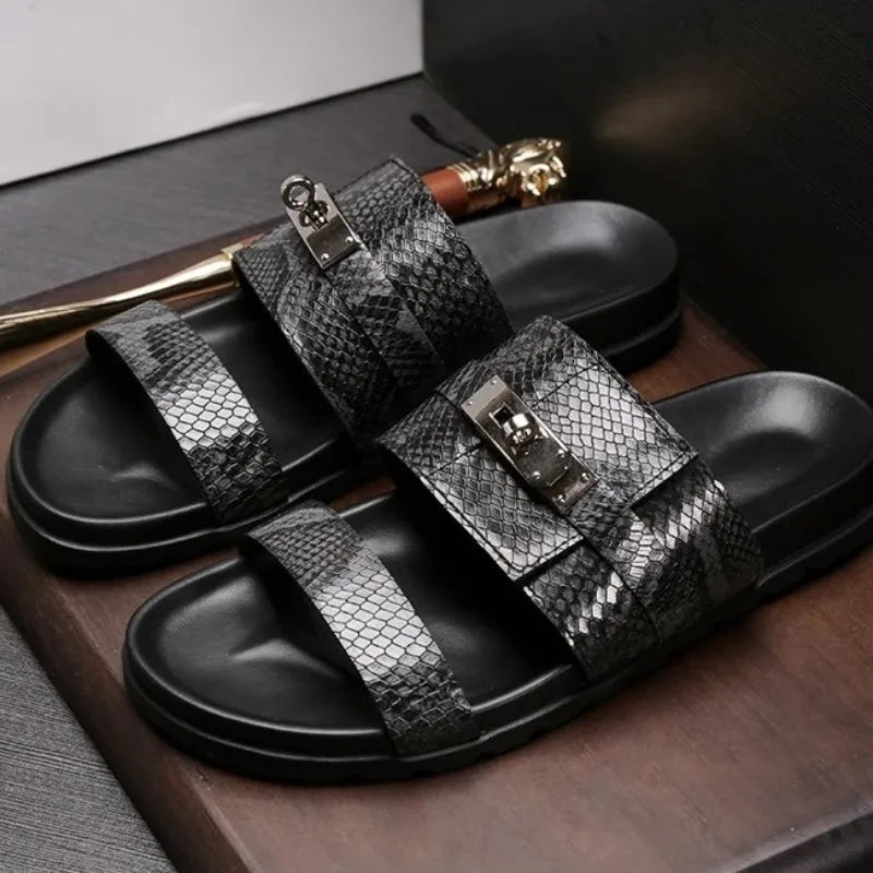 Snakeskin Genuine Leather Slippers