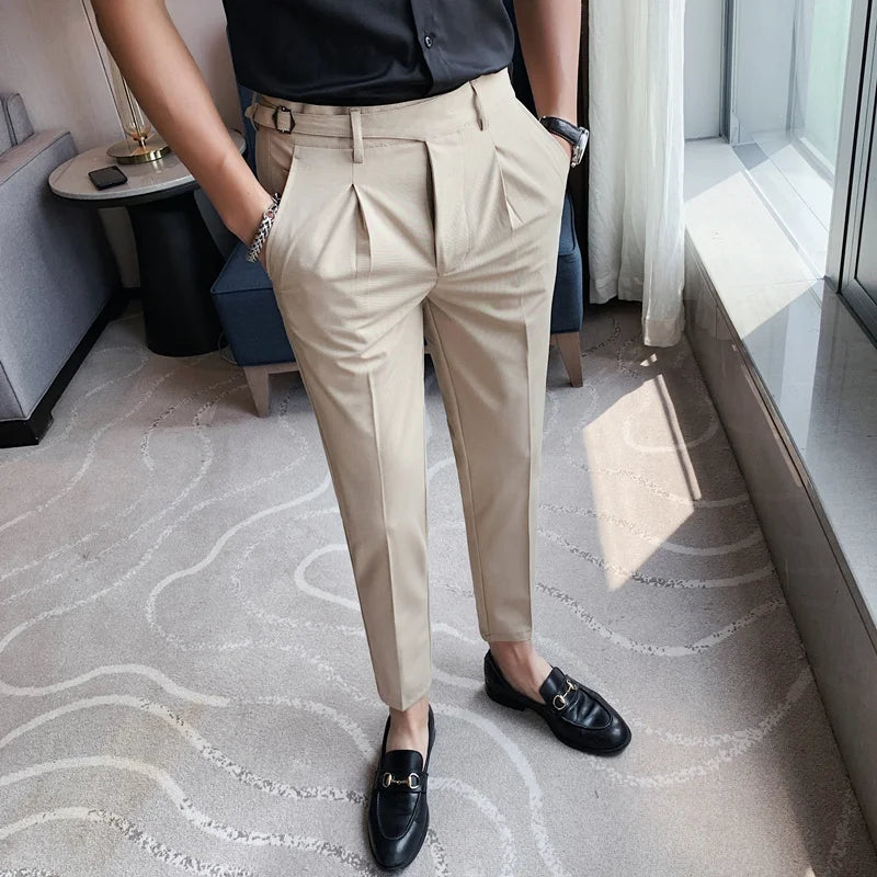Casual Small Belt Slim Fit Trousers