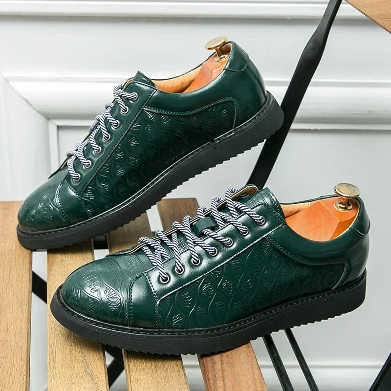 Natural Cowhide Leather Flat Sneakers