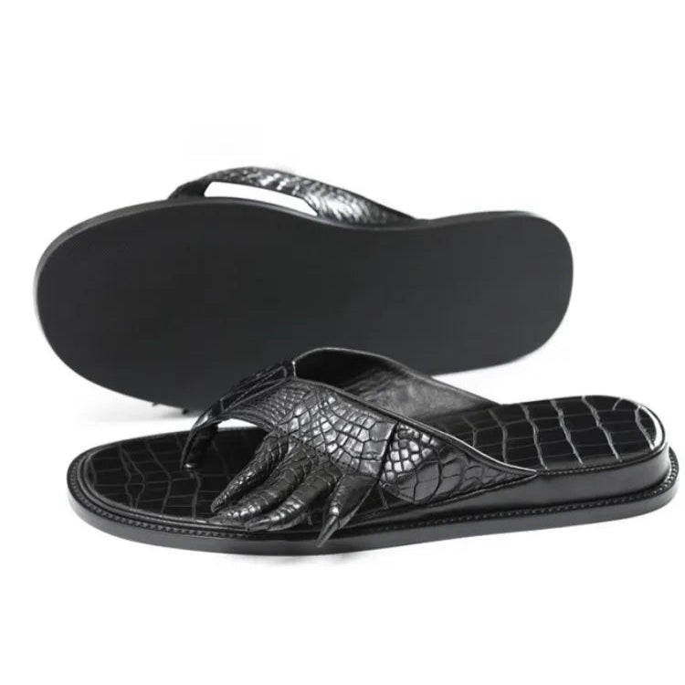 Unique Crocodile Skin Flat Sandals