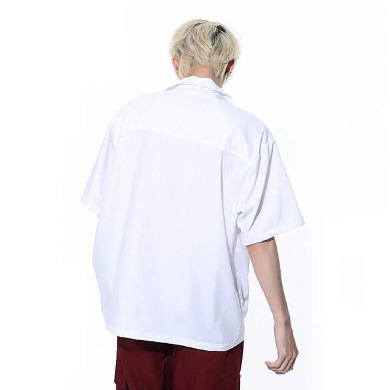 Tree Cartoon Print Lapel Collar Shirt