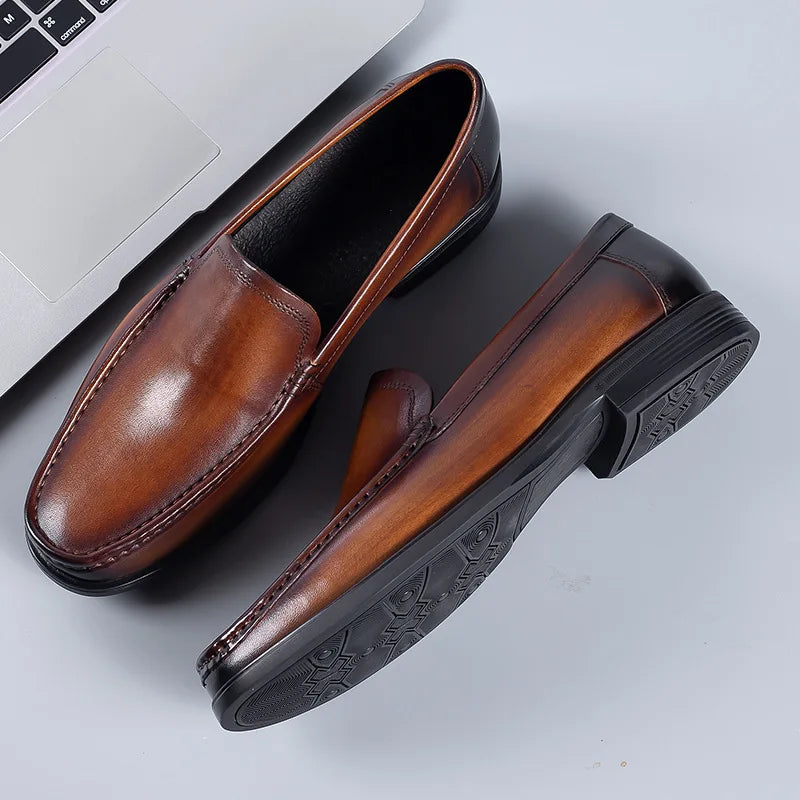 Genuine Leather Slip-On Men's Loafers