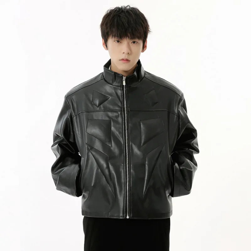 Solid B&W Front Puffy Loose Jacket