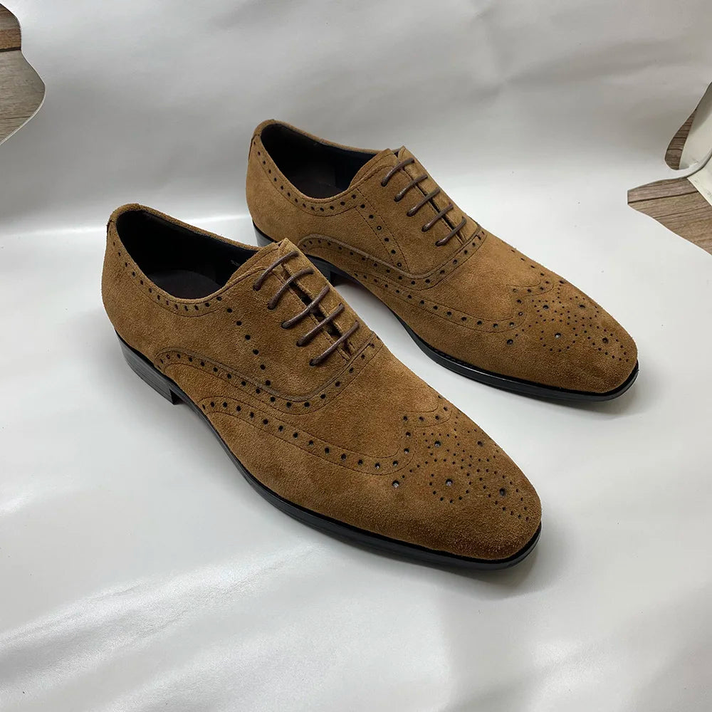 Soft Cow Suede Dots Oxfords Shoes