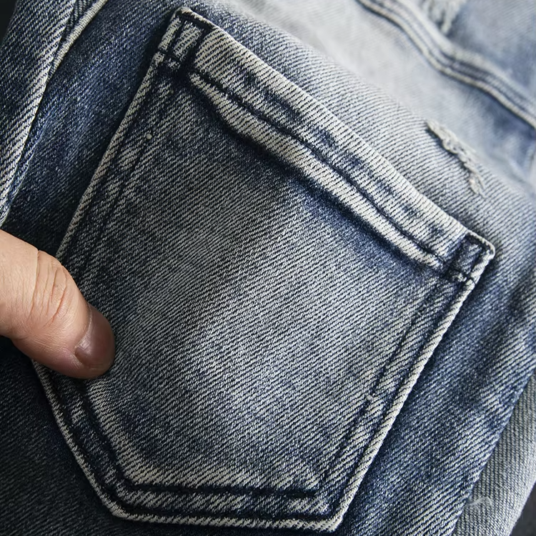 Streetwear Hip Hop Blue Patchwork Jeans