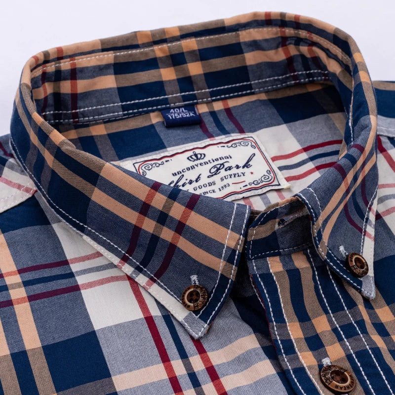 Plaid Pattern Long Sleeve Men Shirt