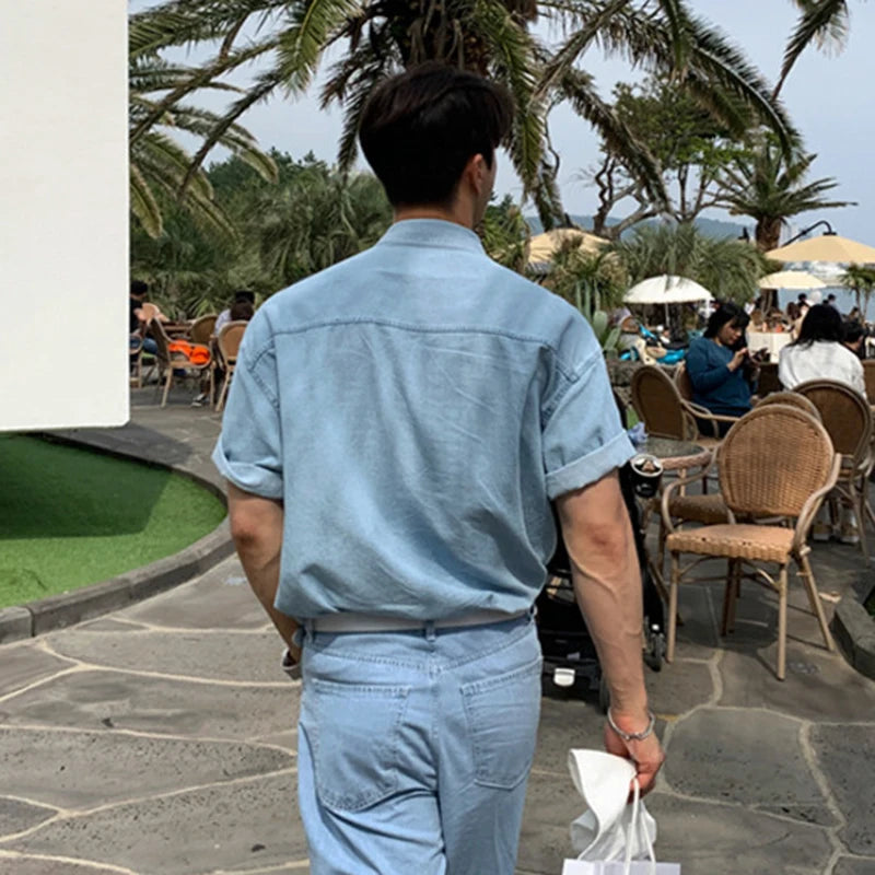 Short Sleeve Denim Style Shirt