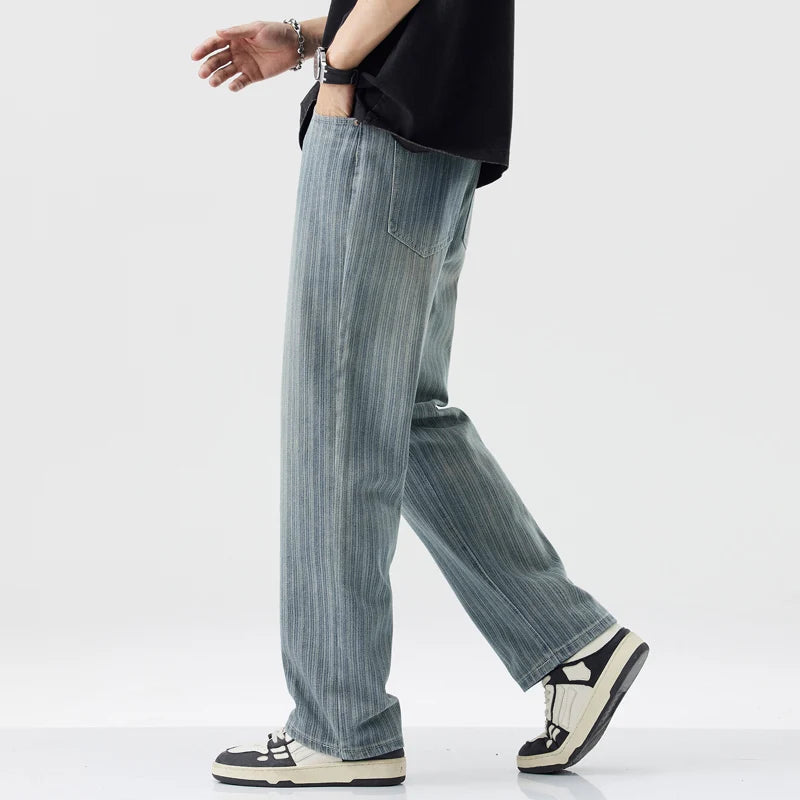 Classic Stripes Cotton Denim Jeans