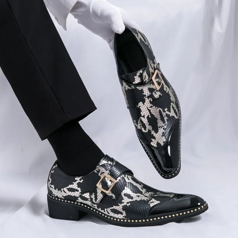 Retro Fashion Green Print Dress Shoes