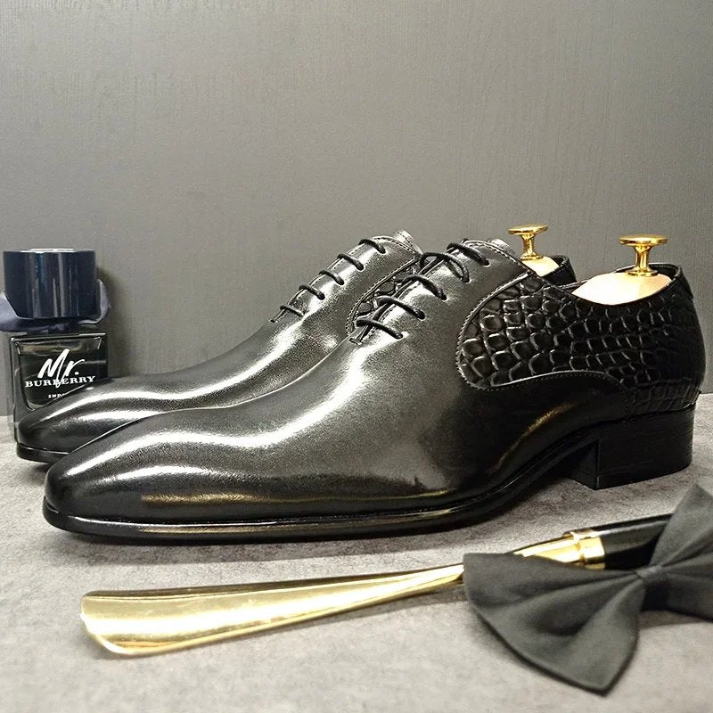 Premium Snakeskin Solid Pattern Oxfords Shoes