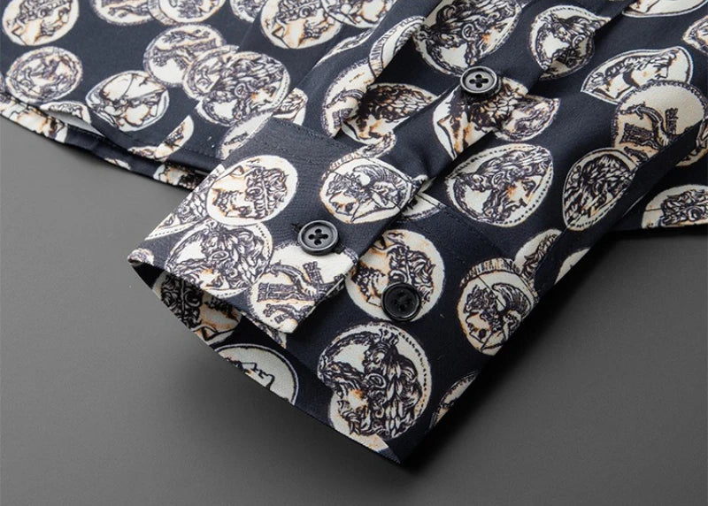 Retro Printed Pattern Men's Shirt