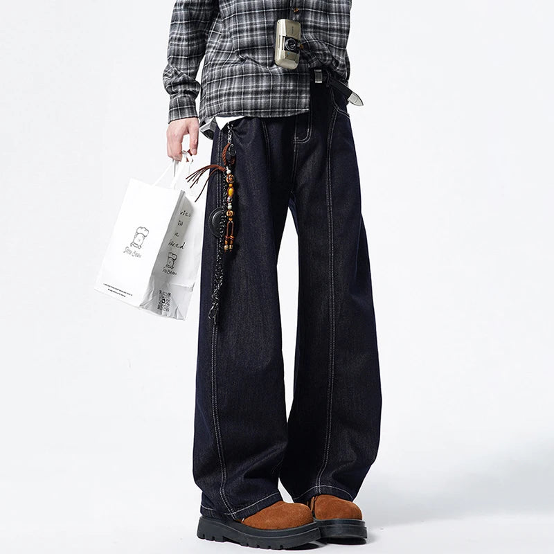 Solid Casual Wide Leg Men's Jeans