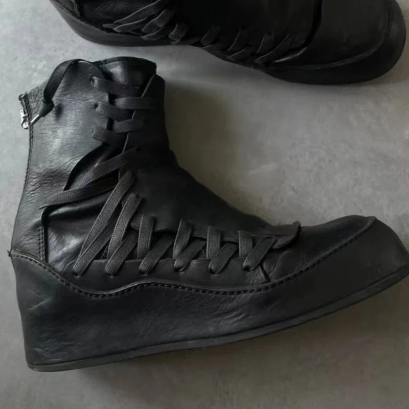 Side Cross-Tied Black Chelsea Boots