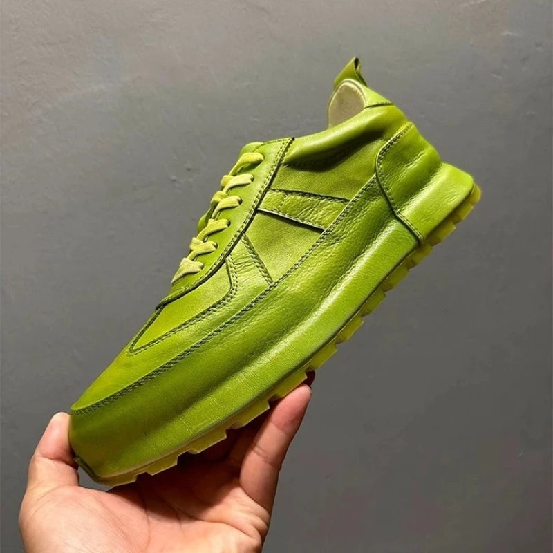Genuine Leather Low-Top Retro Sneakers