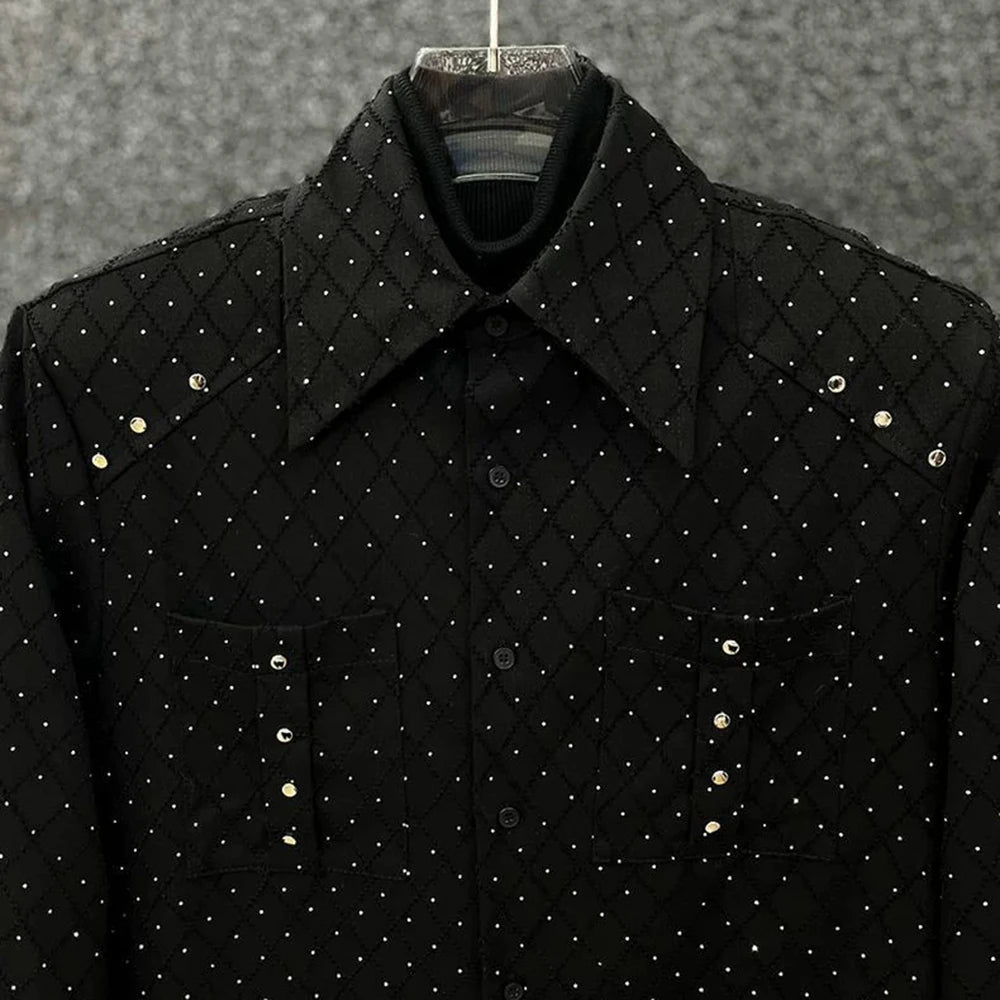 Rhinestone Night Sky Shining Casual Shirt