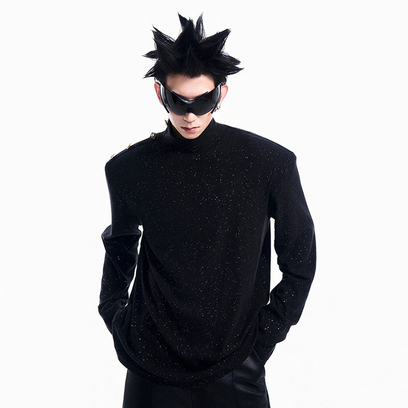 Sparkle Solid Turtle Neck T-Shirt