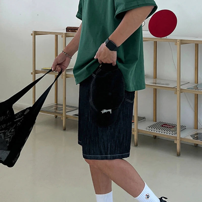 Dark Blue Denim Loose Shorts