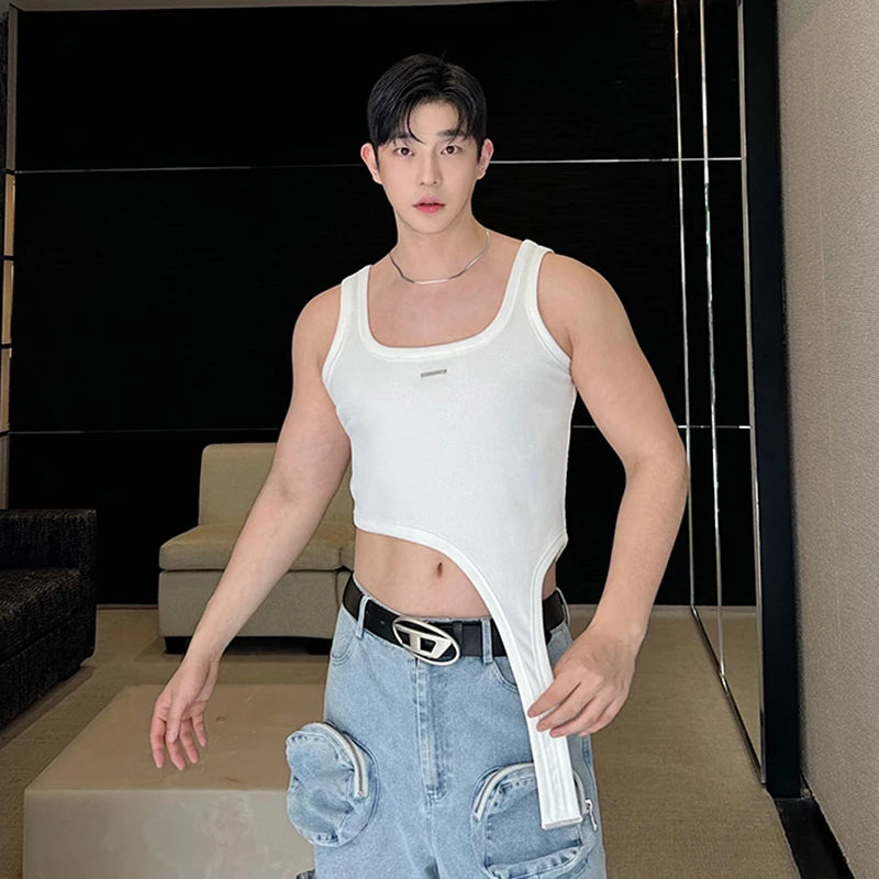 Asymmetric Cut Design Solid Tank Top